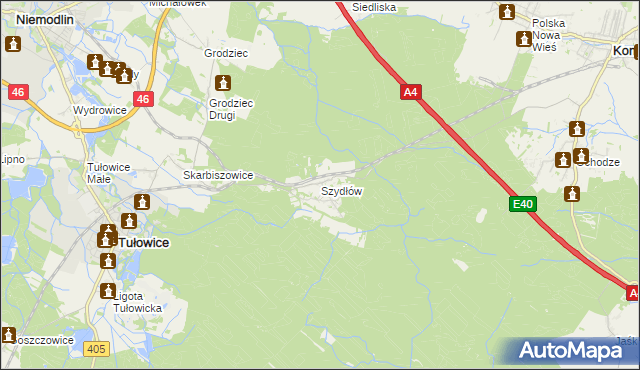 mapa Szydłów gmina Tułowice, Szydłów gmina Tułowice na mapie Targeo