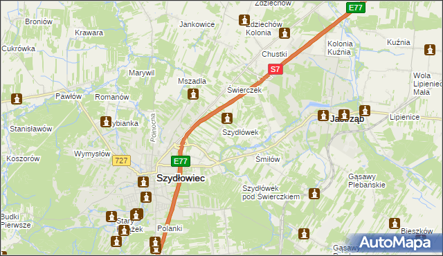 mapa Szydłówek gmina Szydłowiec, Szydłówek gmina Szydłowiec na mapie Targeo