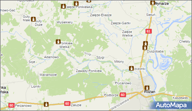 mapa Szygi, Szygi na mapie Targeo