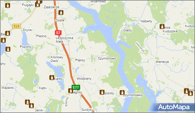 mapa Szymonowo, Szymonowo na mapie Targeo