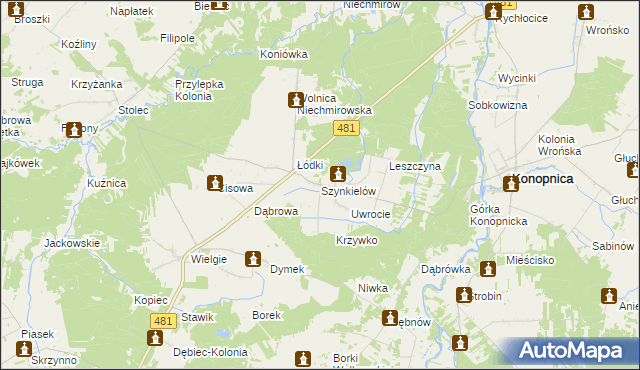 mapa Szynkielów, Szynkielów na mapie Targeo