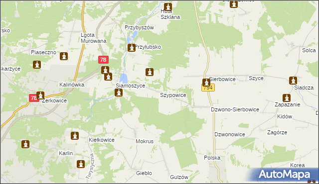 mapa Szypowice, Szypowice na mapie Targeo