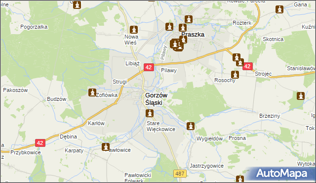 mapa Szyszków gmina Praszka, Szyszków gmina Praszka na mapie Targeo