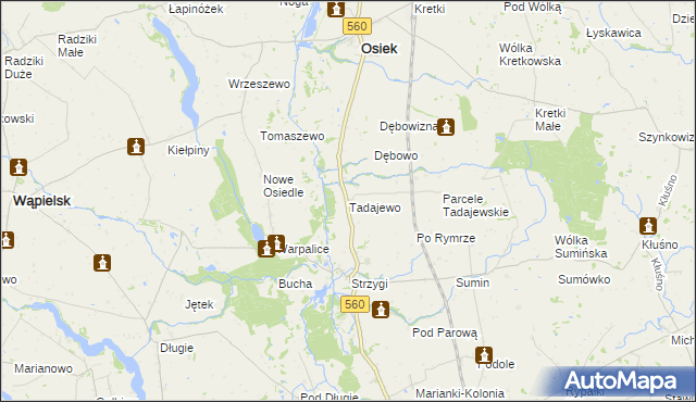 mapa Tadajewo, Tadajewo na mapie Targeo