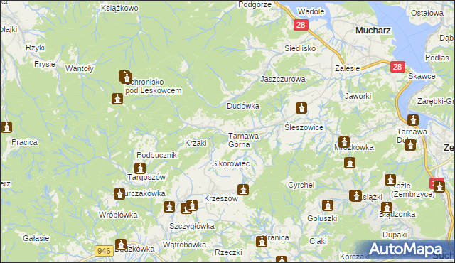 mapa Tarnawa Górna gmina Zembrzyce, Tarnawa Górna gmina Zembrzyce na mapie Targeo