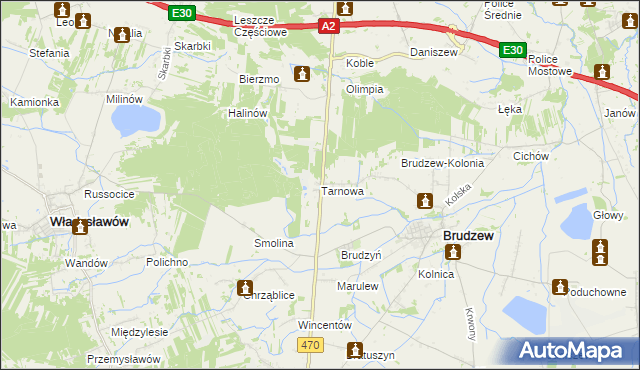 mapa Tarnowa gmina Brudzew, Tarnowa gmina Brudzew na mapie Targeo
