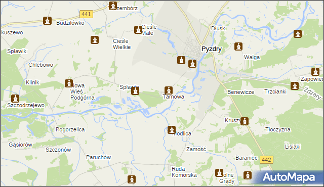 mapa Tarnowa gmina Pyzdry, Tarnowa gmina Pyzdry na mapie Targeo