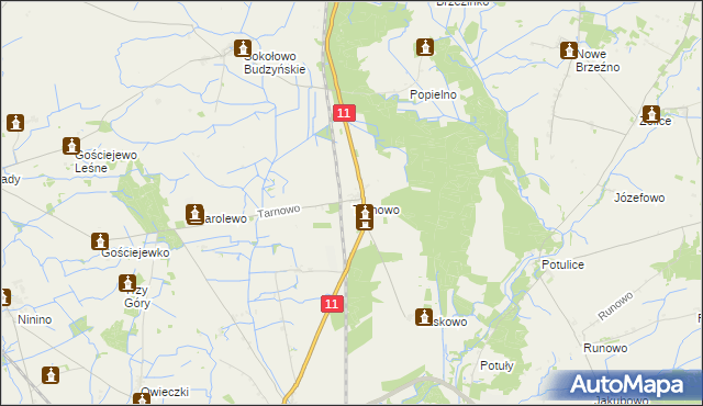 mapa Tarnowo gmina Rogoźno, Tarnowo gmina Rogoźno na mapie Targeo