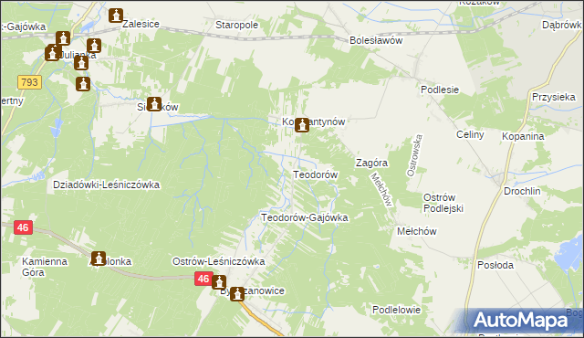 mapa Teodorów gmina Janów, Teodorów gmina Janów na mapie Targeo