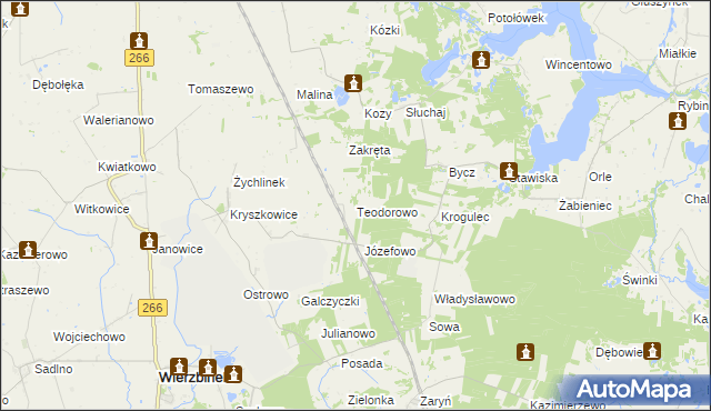 mapa Teodorowo gmina Piotrków Kujawski, Teodorowo gmina Piotrków Kujawski na mapie Targeo