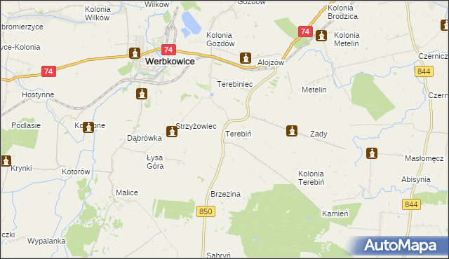 mapa Terebiń, Terebiń na mapie Targeo