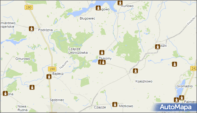 mapa Tłukomy, Tłukomy na mapie Targeo