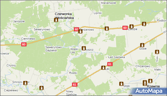mapa Tłuszcz gmina Czerwonka, Tłuszcz gmina Czerwonka na mapie Targeo