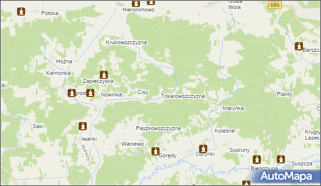 mapa Tokarowszczyzna, Tokarowszczyzna na mapie Targeo