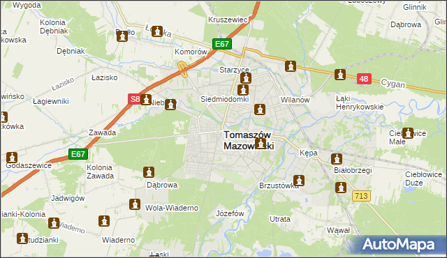 mapa Tomaszów Mazowiecki, Tomaszów Mazowiecki na mapie Targeo