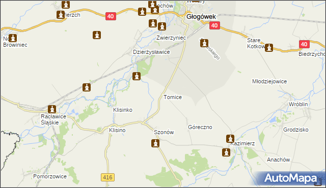 mapa Tomice gmina Głogówek, Tomice gmina Głogówek na mapie Targeo