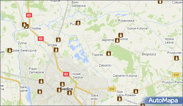 mapa Topórek, Topórek na mapie Targeo