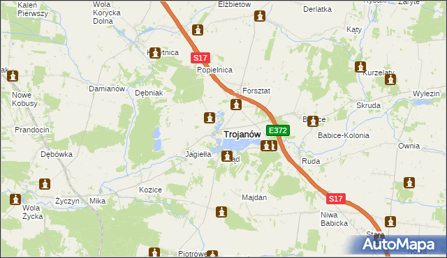 mapa Trojanów powiat garwoliński, Trojanów powiat garwoliński na mapie Targeo