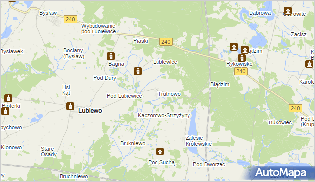 mapa Trutnowo gmina Lubiewo, Trutnowo gmina Lubiewo na mapie Targeo