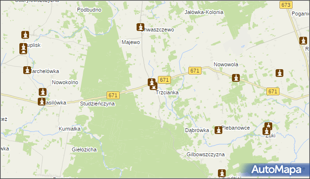 mapa Trzcianka gmina Janów, Trzcianka gmina Janów na mapie Targeo