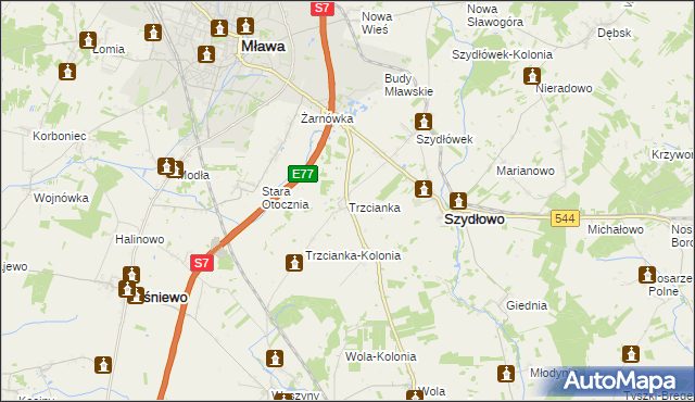 mapa Trzcianka gmina Szydłowo, Trzcianka gmina Szydłowo na mapie Targeo