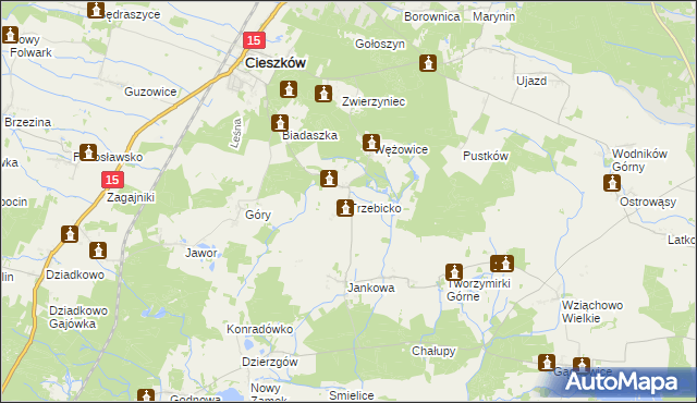 mapa Trzebicko, Trzebicko na mapie Targeo