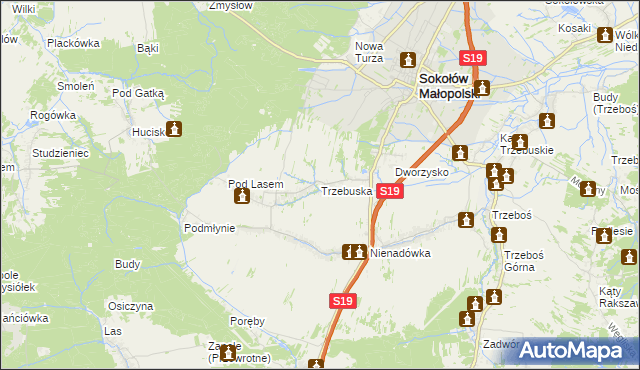 mapa Trzebuska, Trzebuska na mapie Targeo