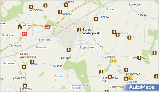 mapa Trzecianów, Trzecianów na mapie Targeo