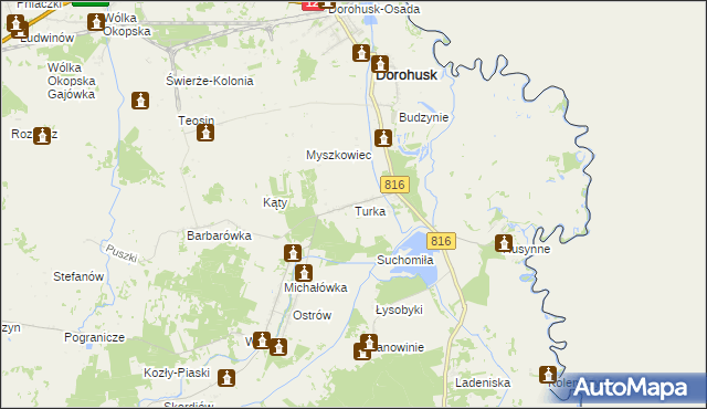mapa Turka gmina Dorohusk, Turka gmina Dorohusk na mapie Targeo