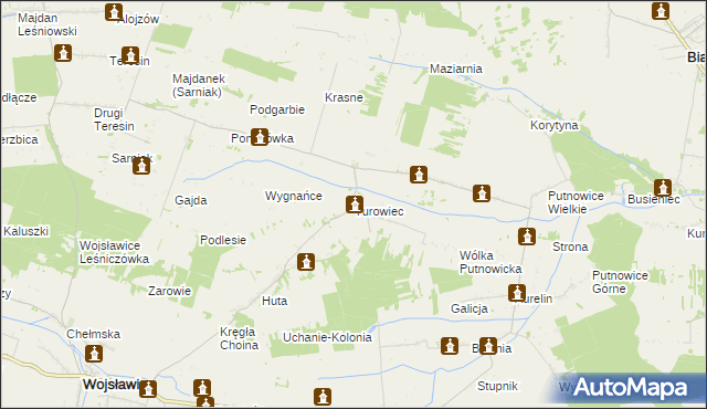 mapa Turowiec gmina Wojsławice, Turowiec gmina Wojsławice na mapie Targeo