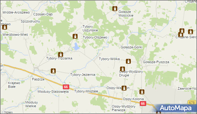 mapa Tybory-Wólka, Tybory-Wólka na mapie Targeo
