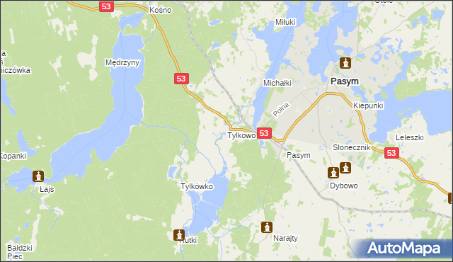 mapa Tylkowo, Tylkowo na mapie Targeo