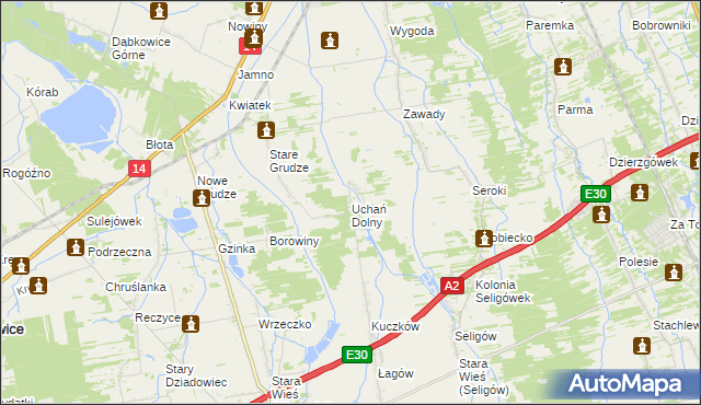 mapa Uchań Dolny, Uchań Dolny na mapie Targeo