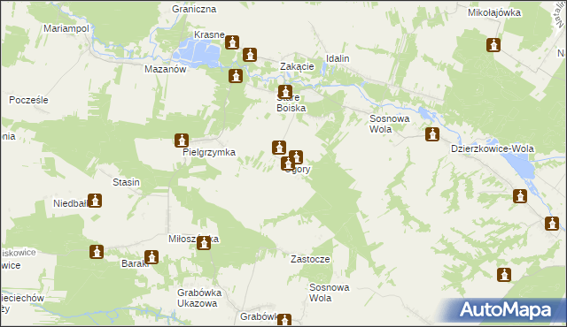 mapa Ugory gmina Józefów nad Wisłą, Ugory gmina Józefów nad Wisłą na mapie Targeo