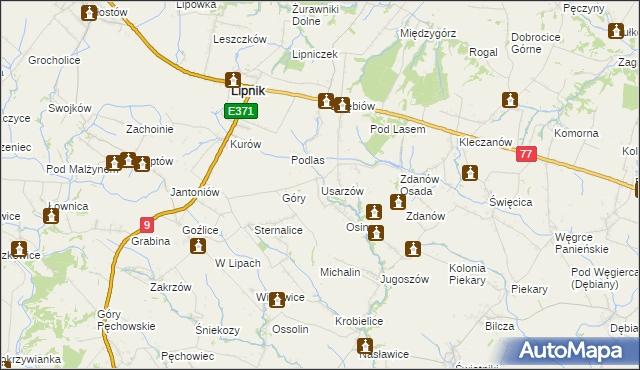 mapa Usarzów, Usarzów na mapie Targeo