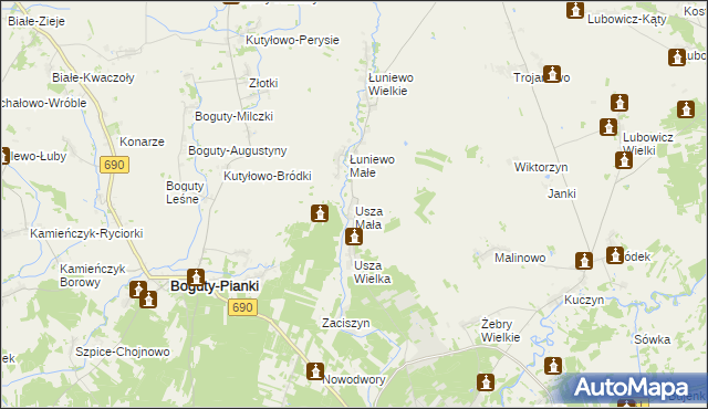 mapa Usza Mała, Usza Mała na mapie Targeo