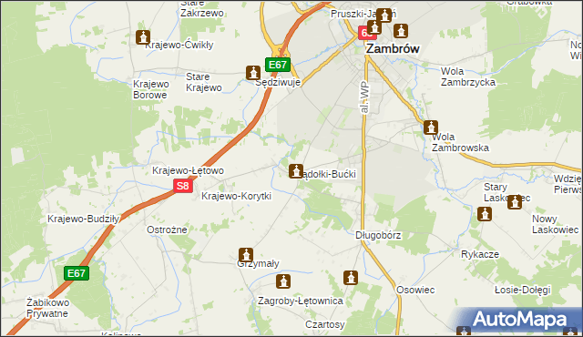 mapa Wądołki-Bućki, Wądołki-Bućki na mapie Targeo