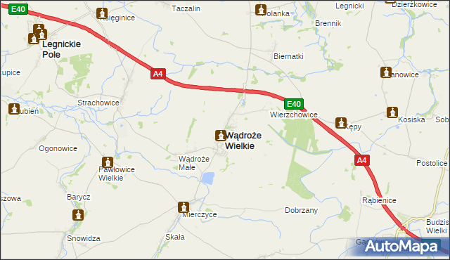mapa Wądroże Wielkie, Wądroże Wielkie na mapie Targeo