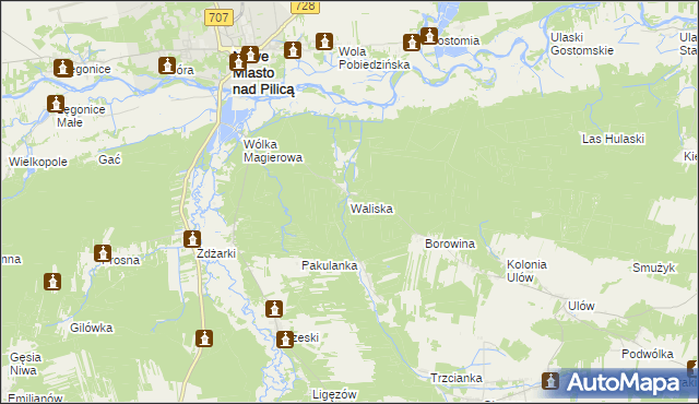 mapa Waliska gmina Nowe Miasto nad Pilicą, Waliska gmina Nowe Miasto nad Pilicą na mapie Targeo