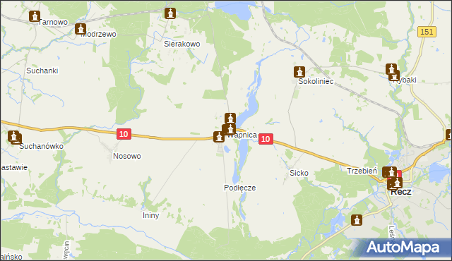 mapa Wapnica gmina Suchań, Wapnica gmina Suchań na mapie Targeo