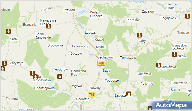 mapa Węchadłów, Węchadłów na mapie Targeo