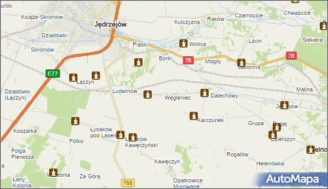 mapa Węgleniec, Węgleniec na mapie Targeo