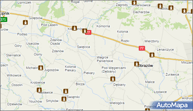 mapa Węgrce Panieńskie, Węgrce Panieńskie na mapie Targeo