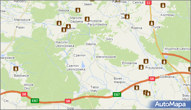 mapa Weronikopole, Weronikopole na mapie Targeo