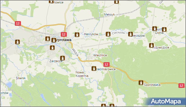 mapa Wiechlice, Wiechlice na mapie Targeo