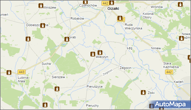 mapa Wieczyn, Wieczyn na mapie Targeo