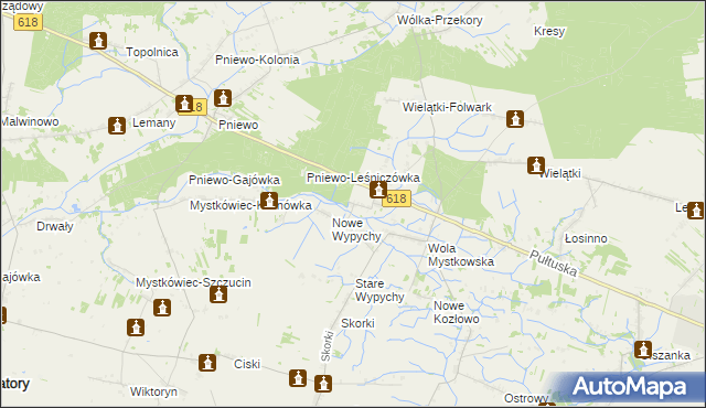 mapa Wielątki Rosochate, Wielątki Rosochate na mapie Targeo