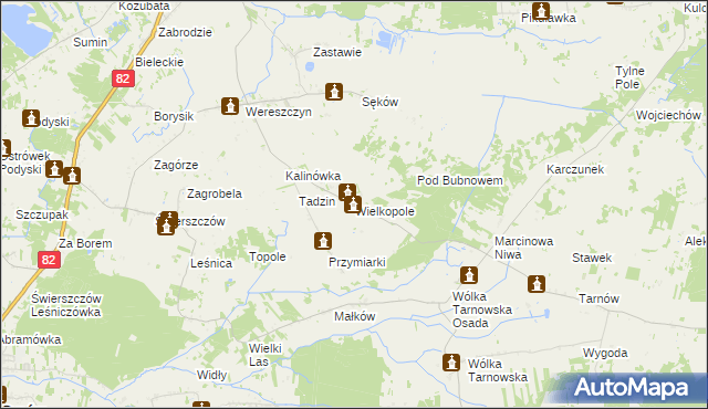 mapa Wielkopole gmina Urszulin, Wielkopole gmina Urszulin na mapie Targeo