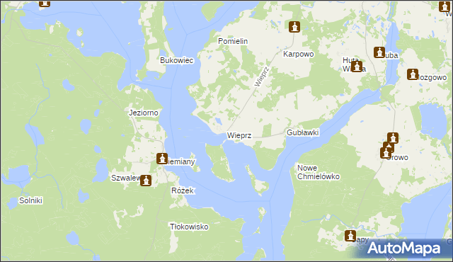 mapa Wieprz gmina Zalewo, Wieprz gmina Zalewo na mapie Targeo