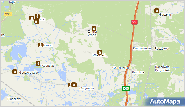 mapa Wiercień gmina Lubin, Wiercień gmina Lubin na mapie Targeo